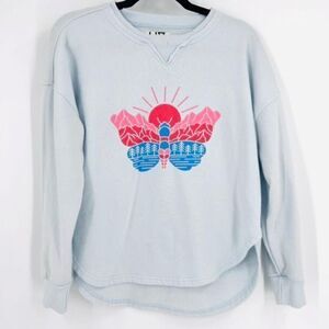 Liv Outdoor Life Integrity Earth Women's Graphic Sweater Light Blue‎ Size Medium